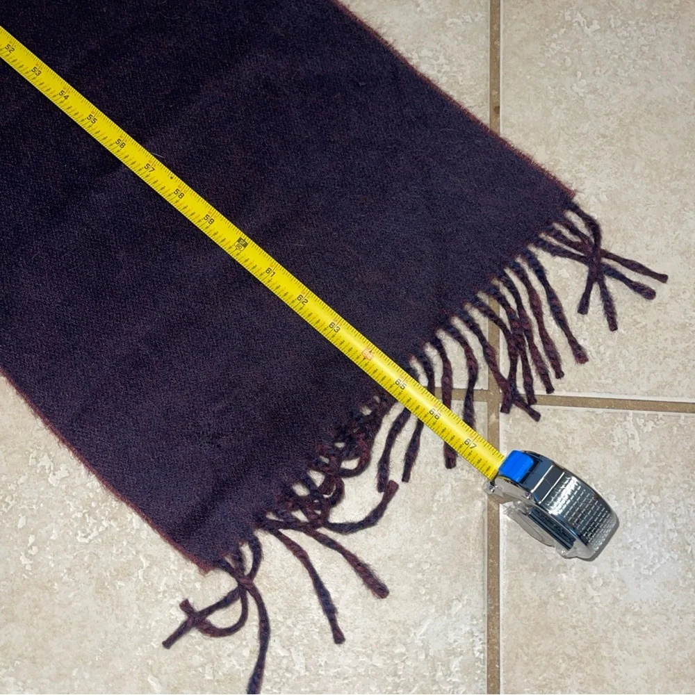 Tumi 100% Baby Alpaca Scarf Double Sided Burgundy Purple Fringe Unisex‎